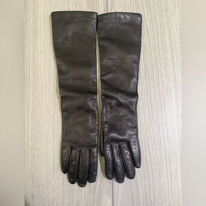 Toteme . Luxury. Long dark brown/ black real leather womens gloves Toteme